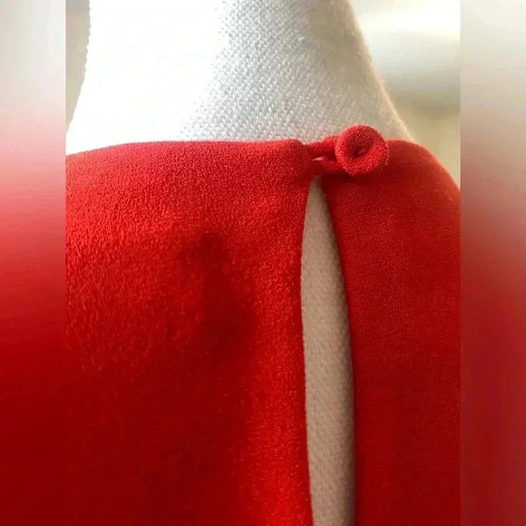 Halston Heritage Front Drape Long Sleeve Dress in Lipstick Red Size 4 - Picture 3 of 12